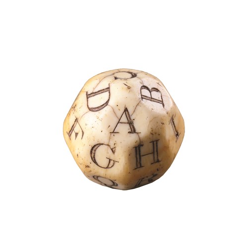 A Rare Marine Ivory Educational Throwing Dice Etched with the Letters of Alphabet used to Teach Spelling and Literacy The letters ‘I’ and ‘U’ doubling for ‘J’ and ‘V’